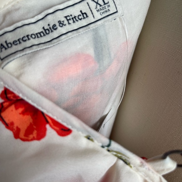 Abercrombie & Fitch Cream & Orange Floral Cold Shoulder Dress size XL - Picture 7 of 11